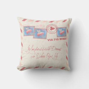 Flying Pig Postage-Deliver Yourself Throw Pillow