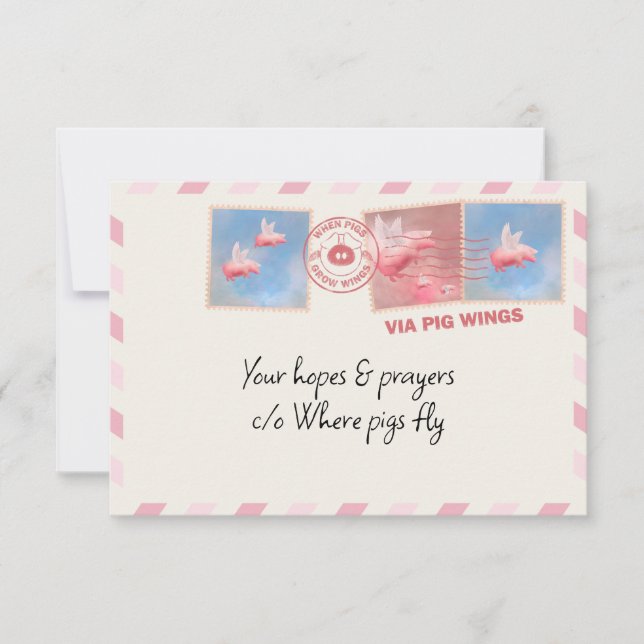 Flying Pig Postage Note Card (Front)