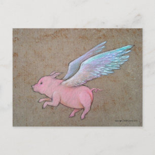 flying pig postcard