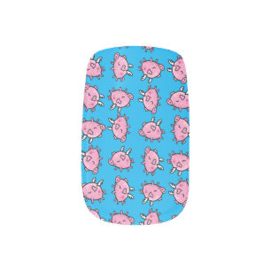 Flying pig repeating pattern nail art