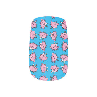 Flying pig repeating pattern nail art