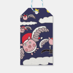 Flying Pig Santa Gift Tags