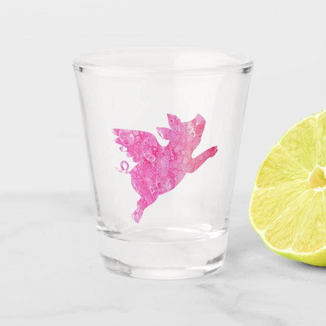 Flying Pig Shot Glass, Pig, Glass (Front)