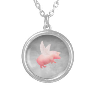 Flying Pig Silver Plated Necklace