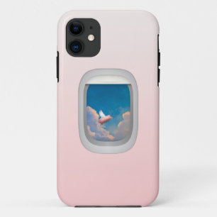 flying pig through airplane window iphone case