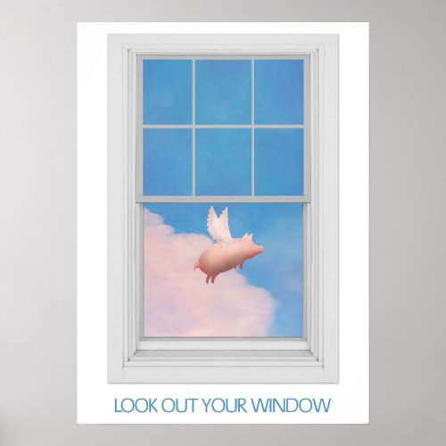 flying pig through window poster