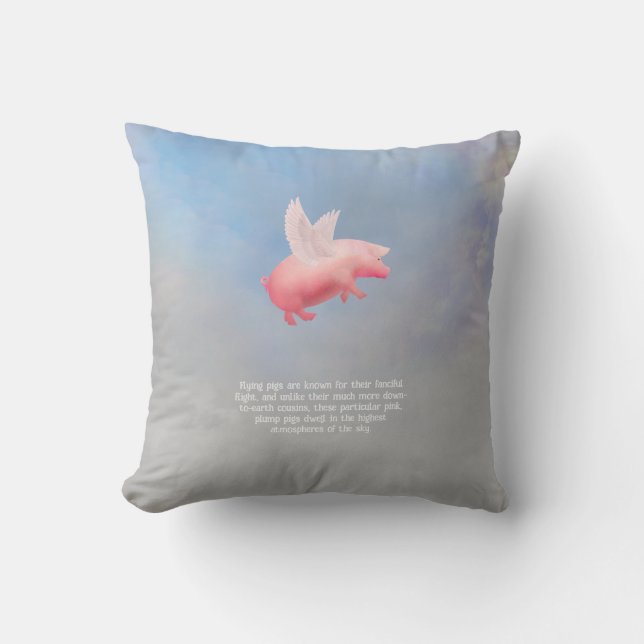 Flying Pig Throw Pillow (Front)