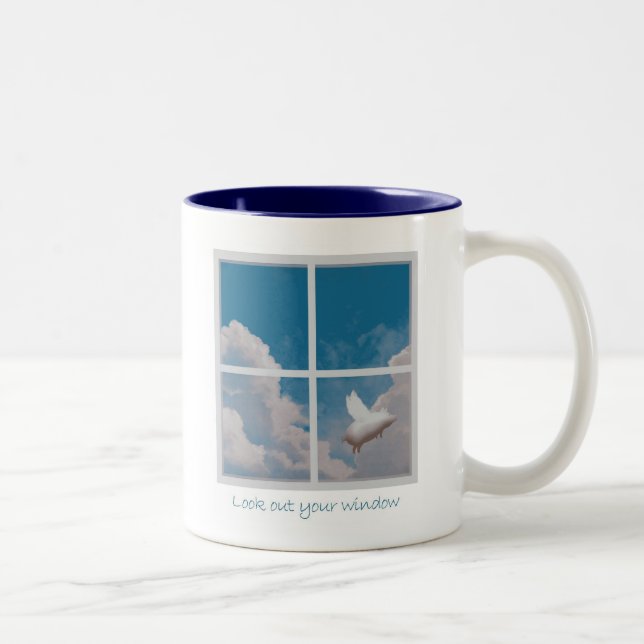 flying pig Two-Tone coffee mug (Right)
