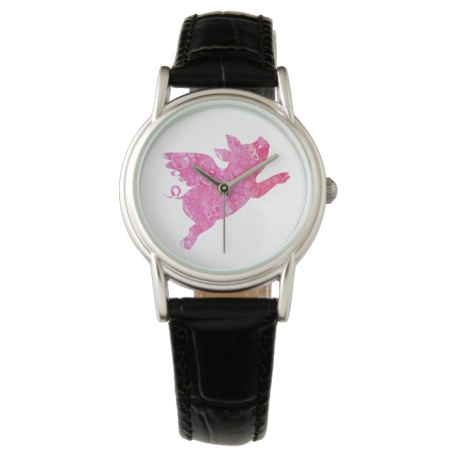 Flying Pig Watch, Flying Pig Jewelry, Pig Watch (Front)