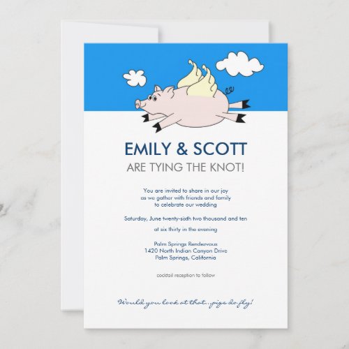Flying Pig Wedding Invitation