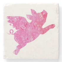 Flying Pig, When Pigs Fly, Pig Gifts, Stone Coaster