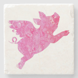 Flying Pig, When Pigs Fly, Pig Gifts, Stone Coaster