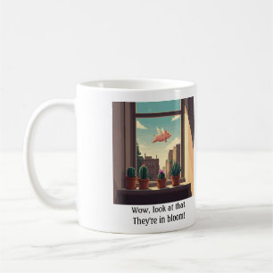 Flying pig window sill cactus mug