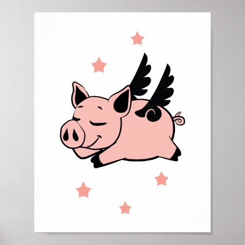 Flying Pig with Angel Wings Fly Pigs Poster