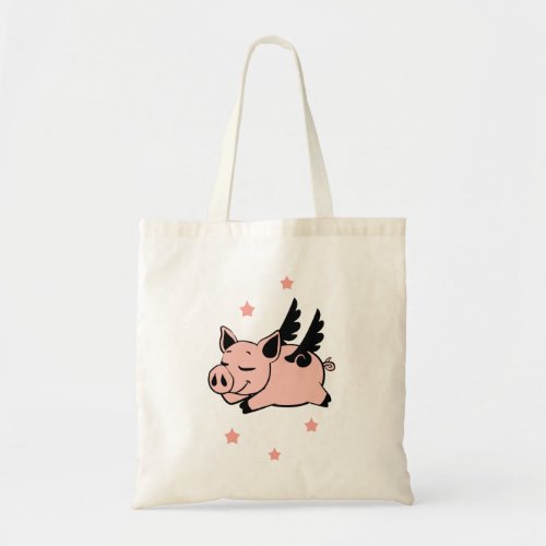 Flying Pig with Angel Wings Fly Pigs Tote Bag