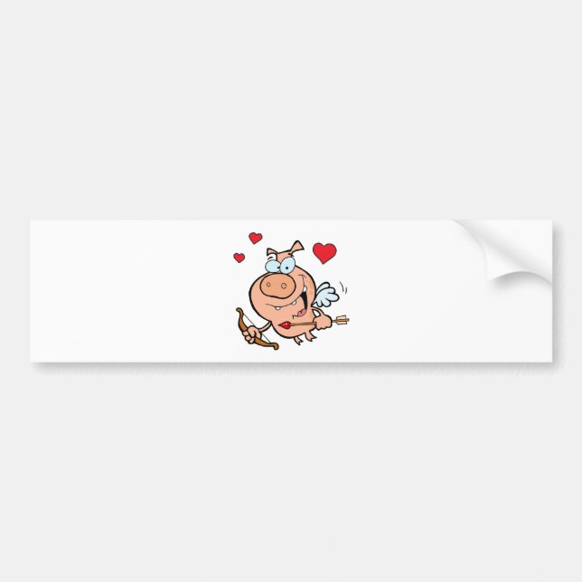 Flying Pig with Bow and Arrow Bumper Sticker (Front)
