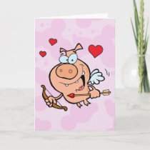Flying Pig with Bow and Arrow Holiday Card