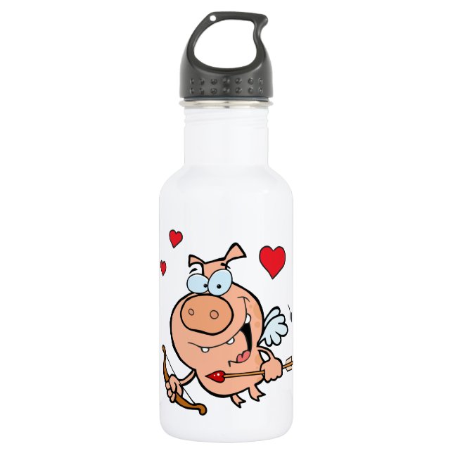 Flying Pig with Bow and Arrow Water Bottle (Front)