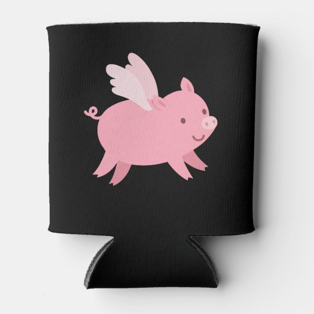Flying Pig with Wings Fly Pig Lovers Can Cooler (Front)