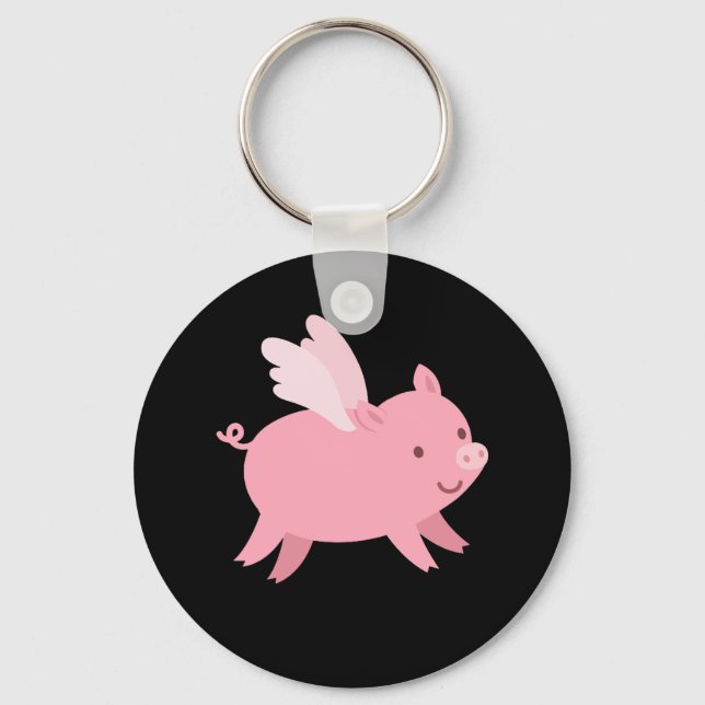 Flying Pig with Wings Fly Pig Lovers Keychain (Front)