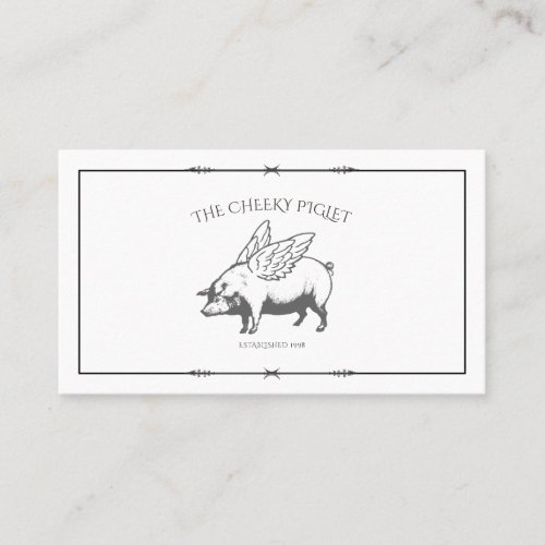 Flying Pig With Wings Logo Business Card