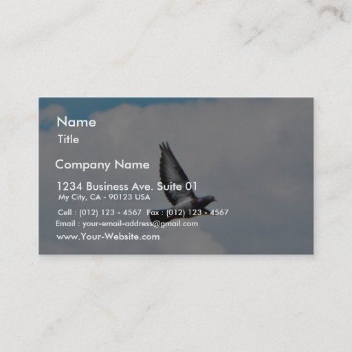 Customizable Flying Pigeon On Sky Business Card Templates