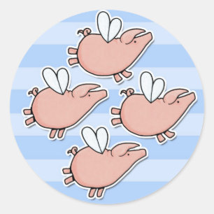 flying piggies classic round sticker