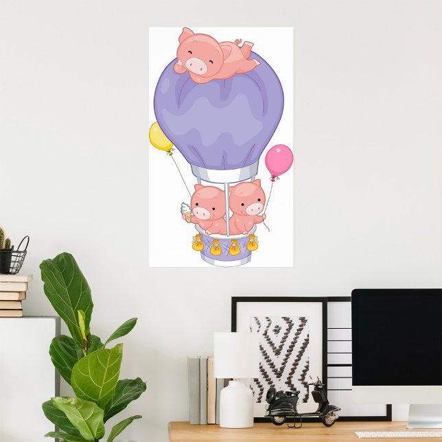 Flying Piggies in Hot Air Balloon Poster (Creator Uploaded)