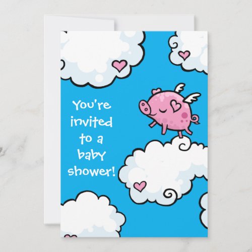 Flying Piggy Baby Shower invite