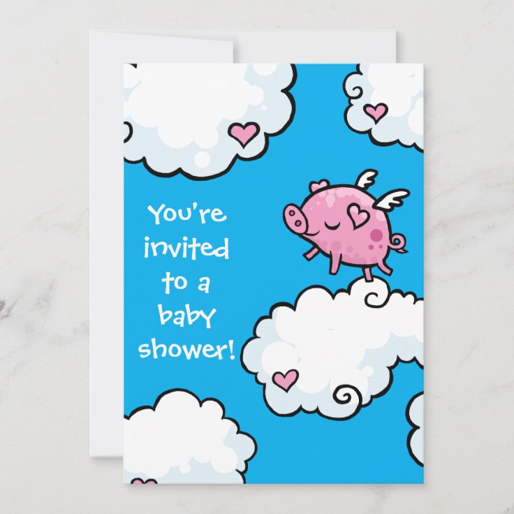 Flying Piggy Baby Shower invite | Zazzle