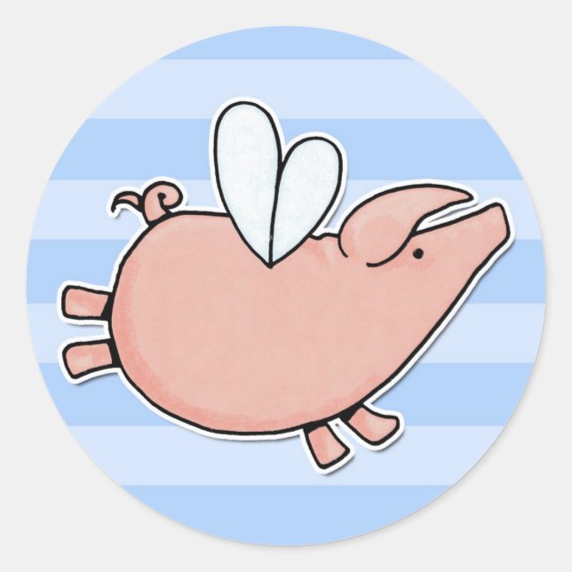 flying piggy classic round sticker (Front)