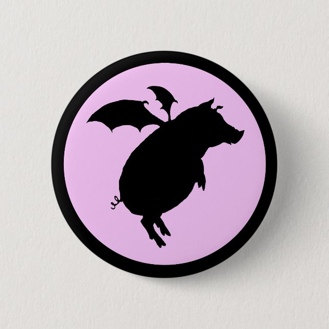 Flying piggy pinback button (Front)