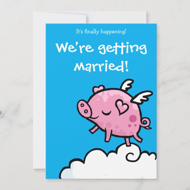 Flying Piggy wedding invite (Front)