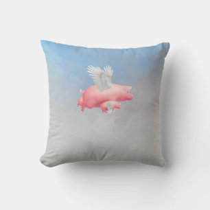 Flying Piglets Throw Pillow
