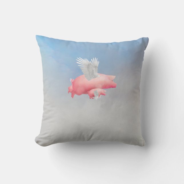 Flying Piglets Throw Pillow (Front)