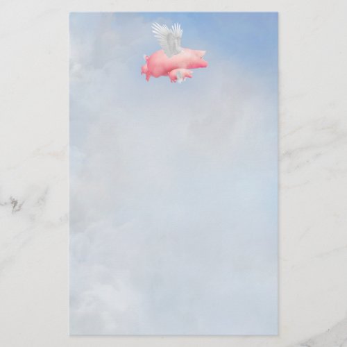 Flying Piglets with Their Mother Stationery