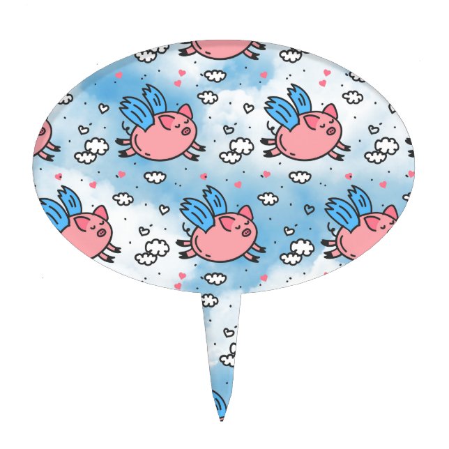 flying pigs cake topper (Front)