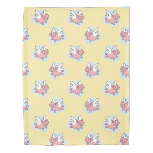 Flying Pigs Chinese New Year Zodiac Yellow Duvet C Cover