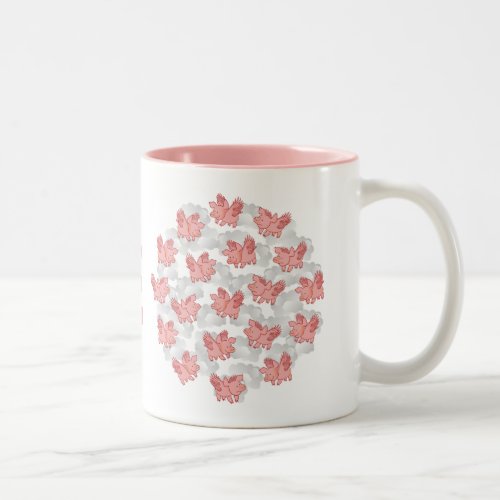 Flying Pigs custom monogram mugs