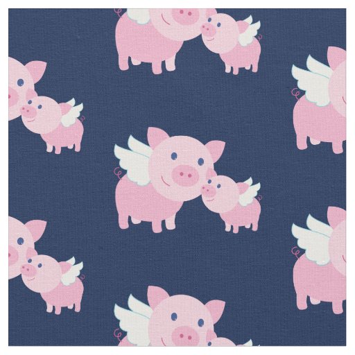 Flying Pigs Cute Baby Nursery Decor Fabric