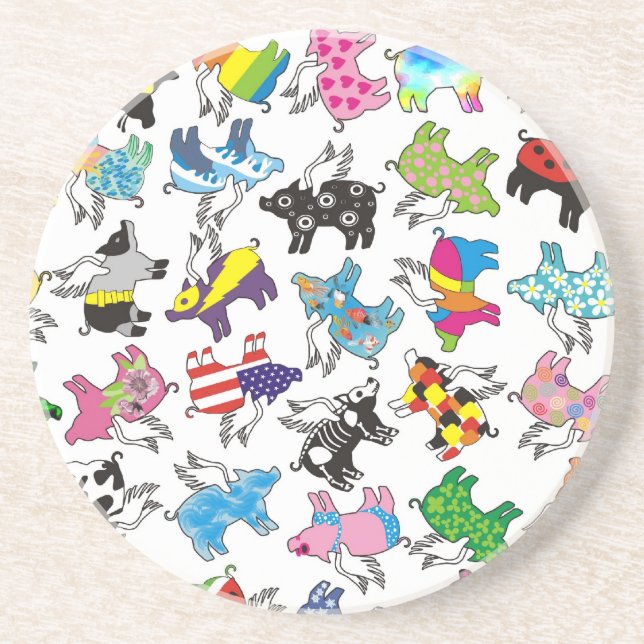 flying pigs drink coaster (Front)