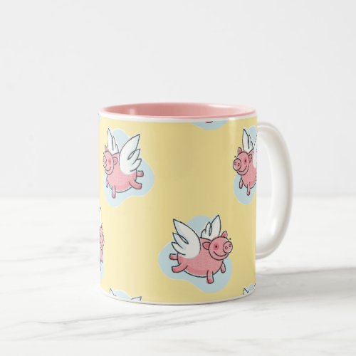 Flying Pigs for Chinese New Year birthday 2TM Two_Tone Coffee Mug
