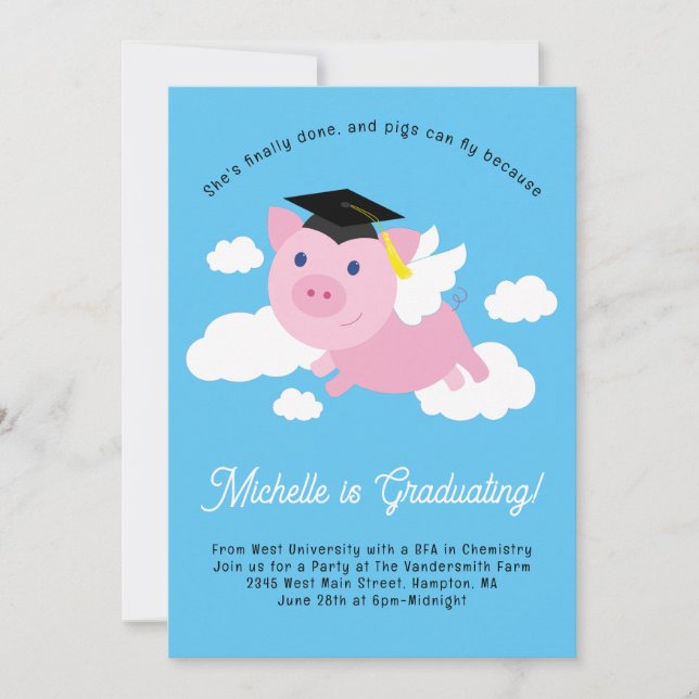 Flying Pigs Graduation Party Invitation (Front)