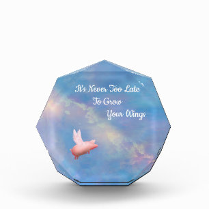 Flying Pigs Grow Your Wings Acrylic Award