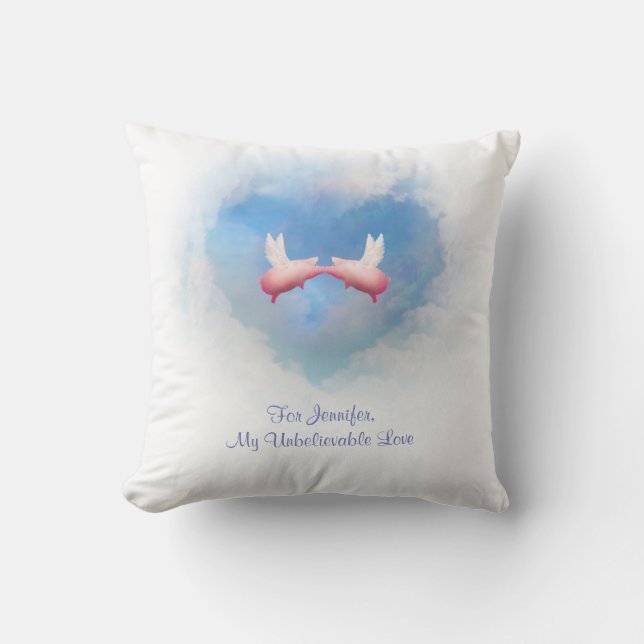 Flying Pigs In Love Customizable Pillow (Front)