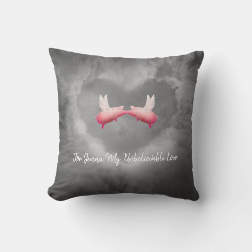 Flying Pigs In Love_Personalized Throw Pillow