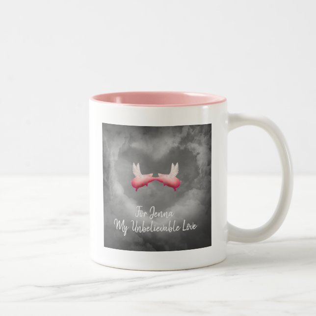 Flying Pigs In Love-Personalized Two-Tone Coffee Mug (Right)