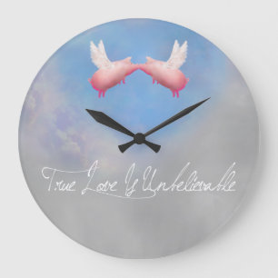 flying pigs in love wall clock