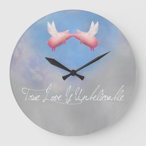 flying pigs in love wall clock