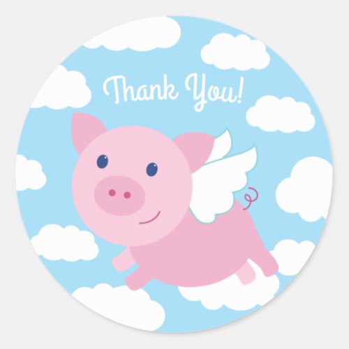 Flying Pigs Kids Birthday Party Classic Round Sticker